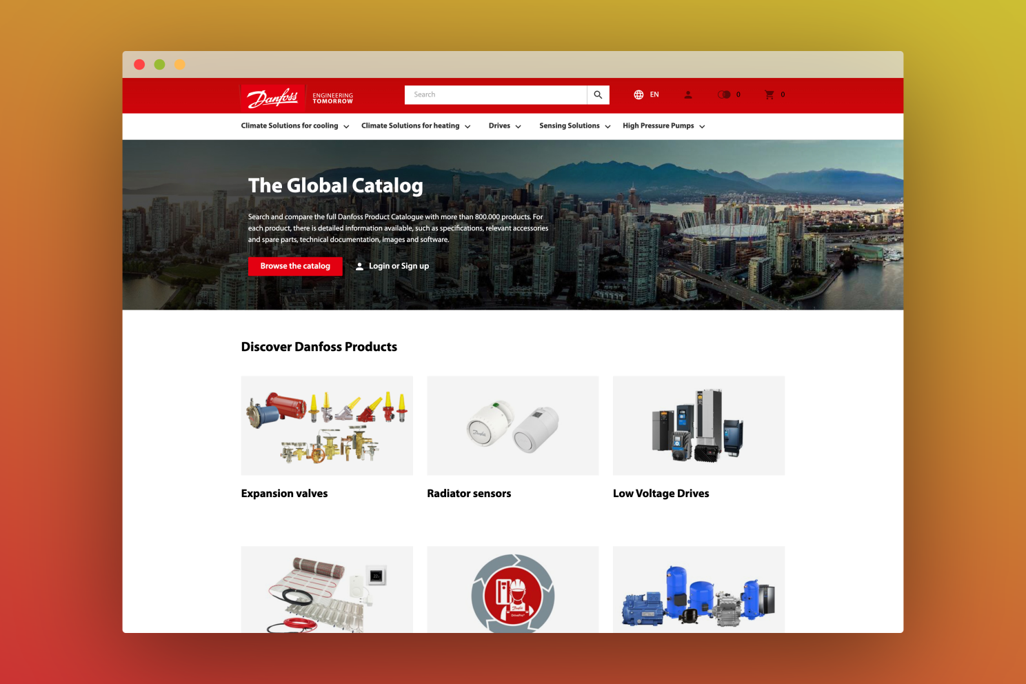 The updated Danfoss Product Store front page.